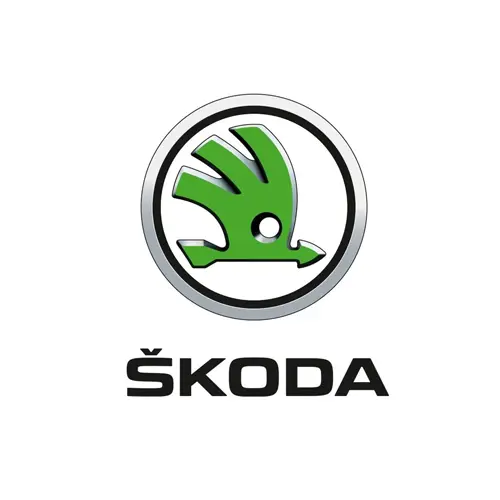 לוגו המואכב מטיפוגרפיה ייחודית וסמל המשלים אותו לדוגמה הלוגו של סקודה