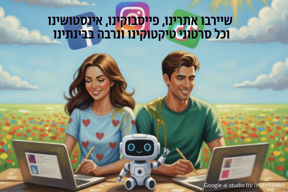 זוג עם לפטופ מעצב אתרים