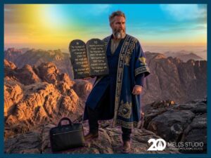 משה רבנו במעמד הר סיני אוחז בלוחות הברית