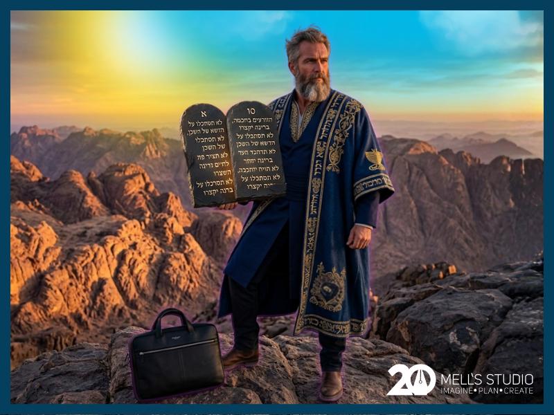 משה רבנו במעמד הר סיני אוחז בלוחות הברית